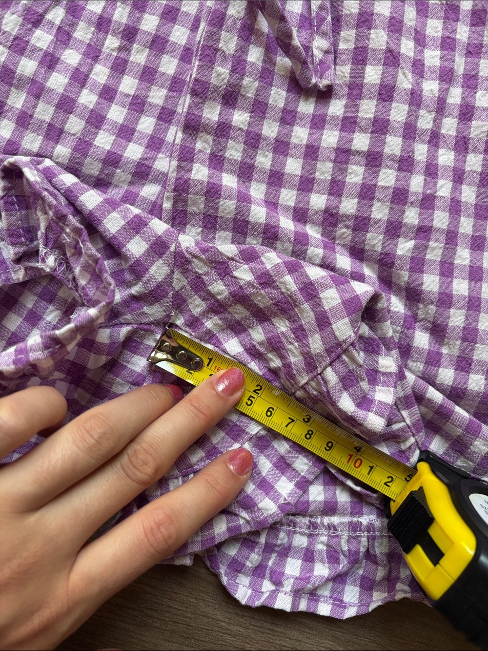Lavender Purple Gingham Ruffle Pajama Set for Women - Picture 5 of 14